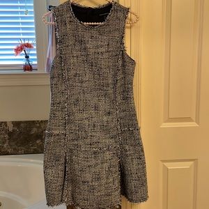 Navy Blue & White Banana Republic Tweed A-line Dress size 6 petite